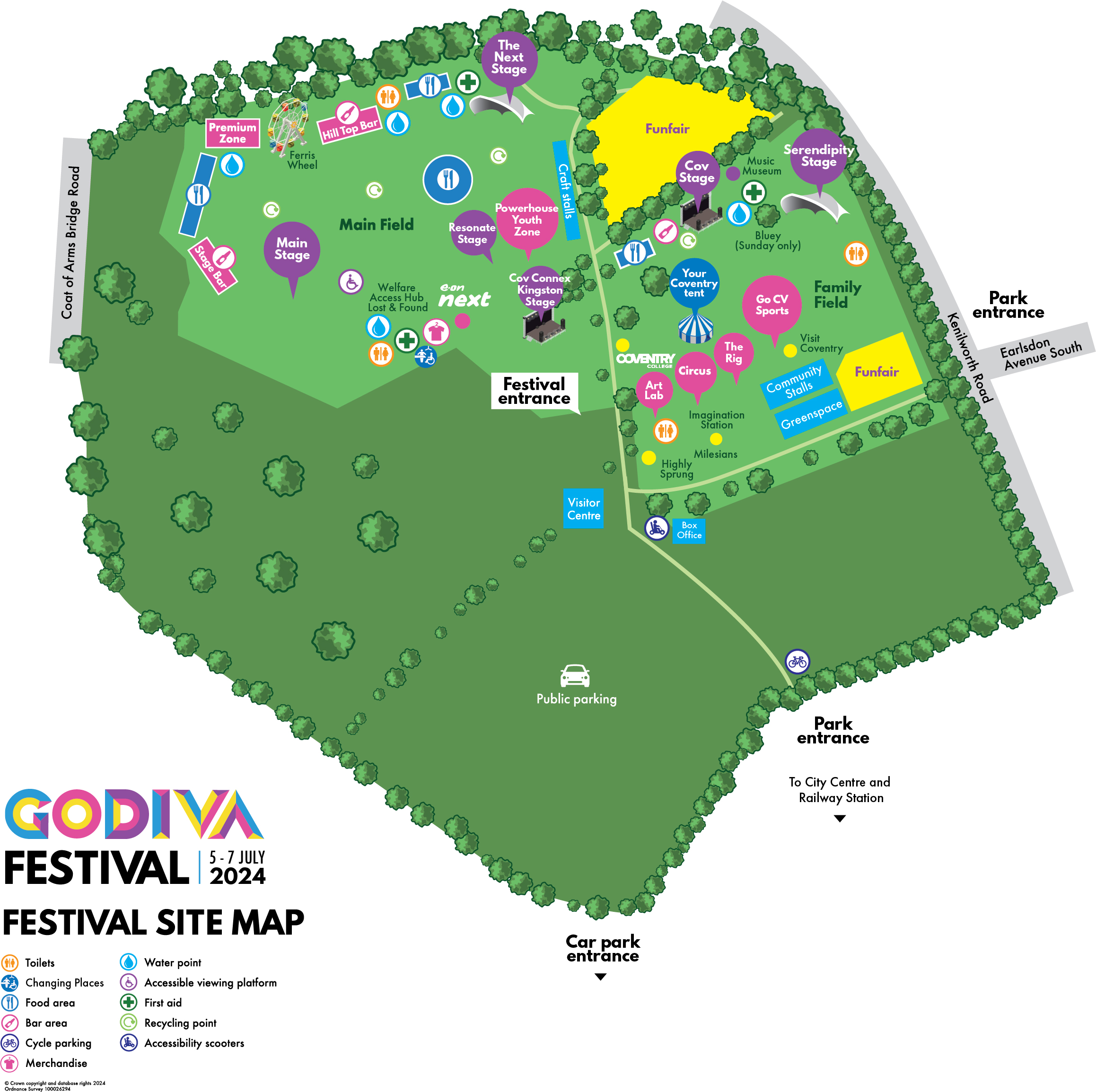 Updated godiva festival site map 2024 new