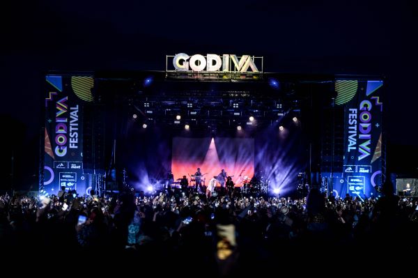 Godiva Festival main stage view at night